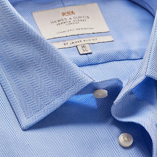 3Картинка Hawes & Curtis Herringbone Blue Single Cuff 